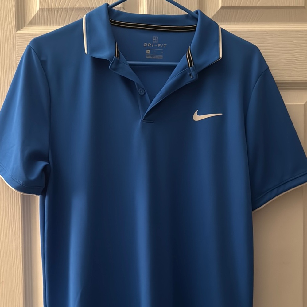 Nike Blue Polo Shirt Classic Design Cotton Blend